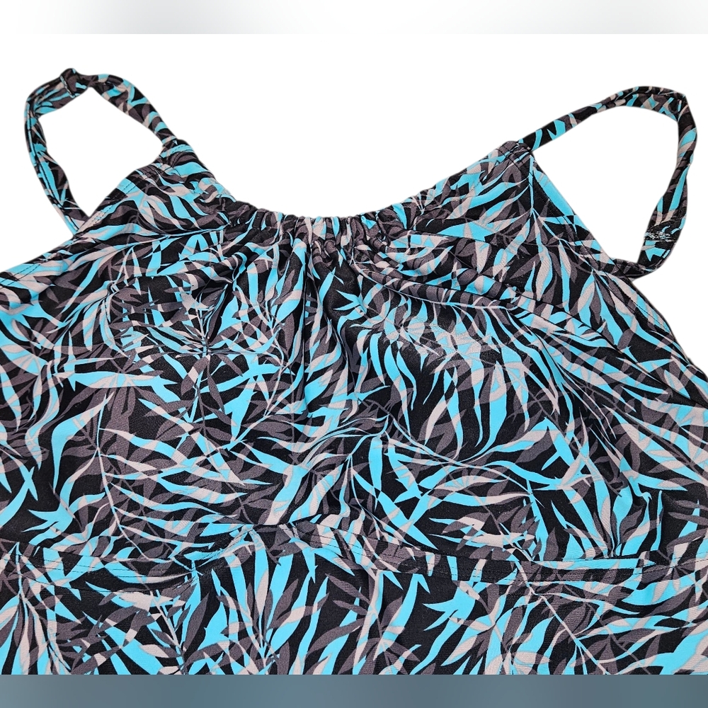 St. John's Bay Swimsuit Top Size 16 Black Teal Grey Good Condition - Picture 2 of 7